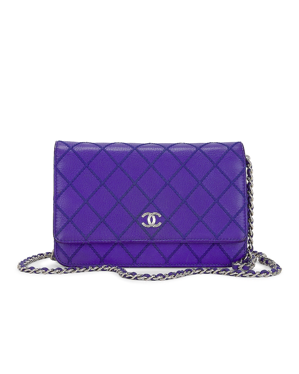 Image 1 of FWRD Renew Chanel Quilted Coco Mark Chain Shoulder Bag in Purple