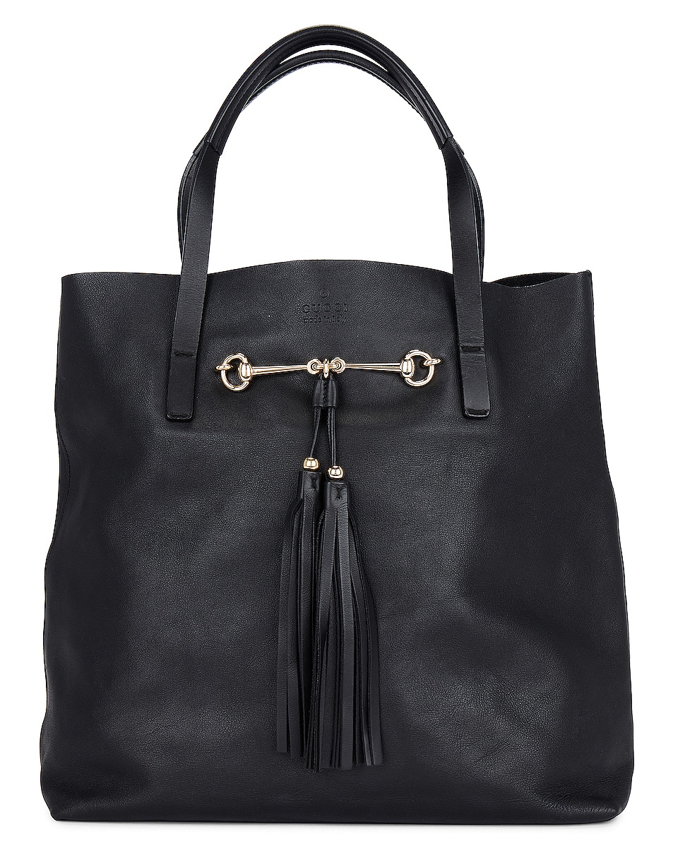 Image 1 of FWRD Renew Gucci Park Avenue Horsebit Tote Bag in Black
