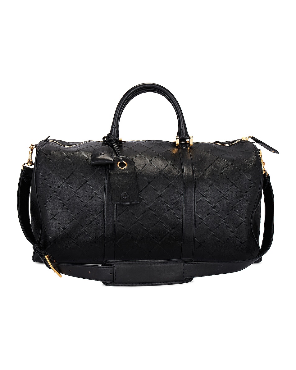 Image 1 of FWRD Renew Chanel Quilted Leather Duffle Bag in Black
