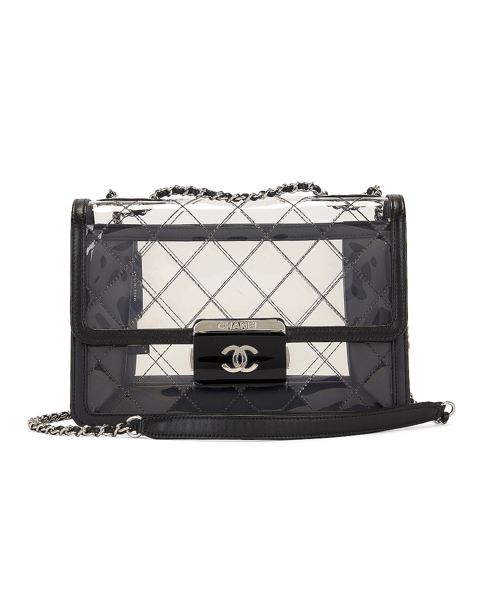 Image 1 of FWRD Renew Chanel Quilted Vinyl Chain Shoulder Bag in Black