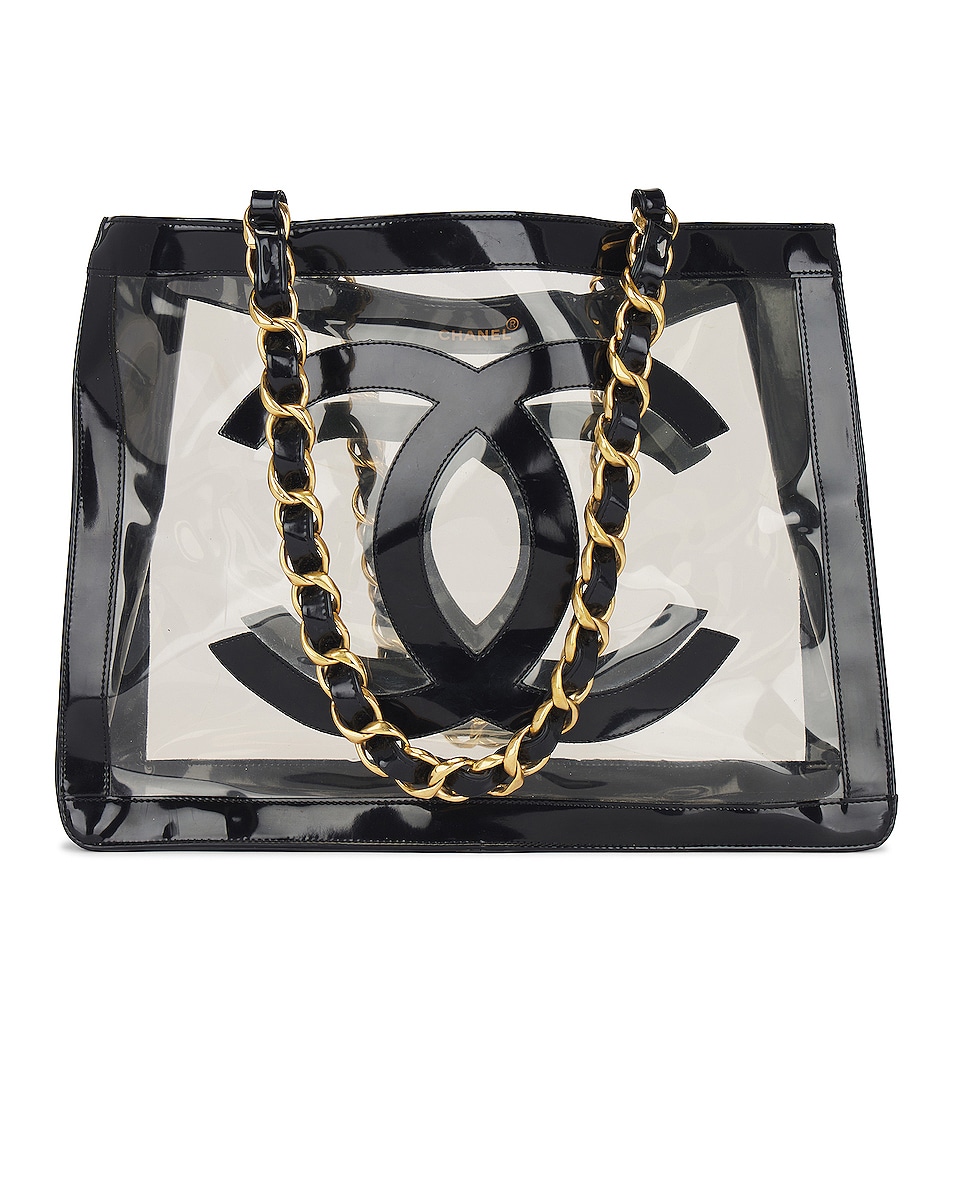 Image 1 of FWRD Renew Chanel Vinyl Chain Tote Bag in Black