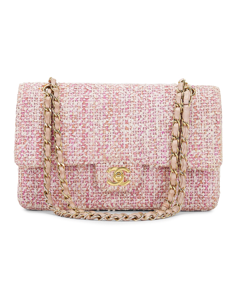 Image 1 of FWRD Renew Chanel Quilted Double Flap Chain Shoulder Bag in Pink