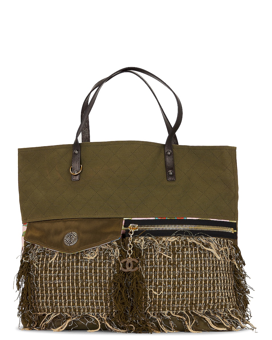 Image 1 of FWRD Renew Chanel Fringe Tote Bag in Green