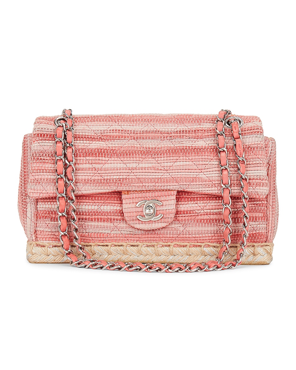 Image 1 of FWRD Renew Chanel Quilted Jute Chain Flap Shoulder Bag in Pink