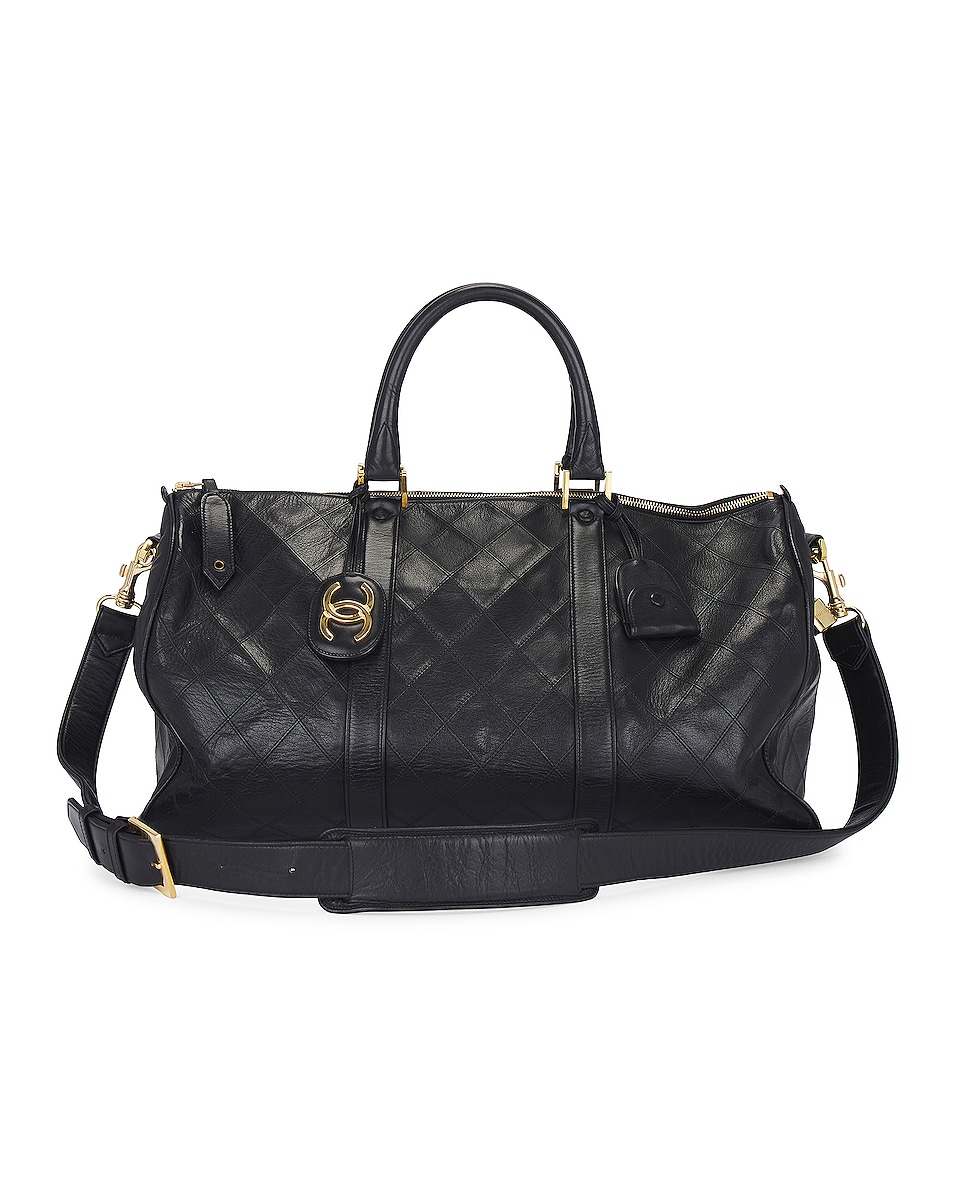 Image 1 of FWRD Renew Chanel Lambskin 2 Way Boston Bag in Black