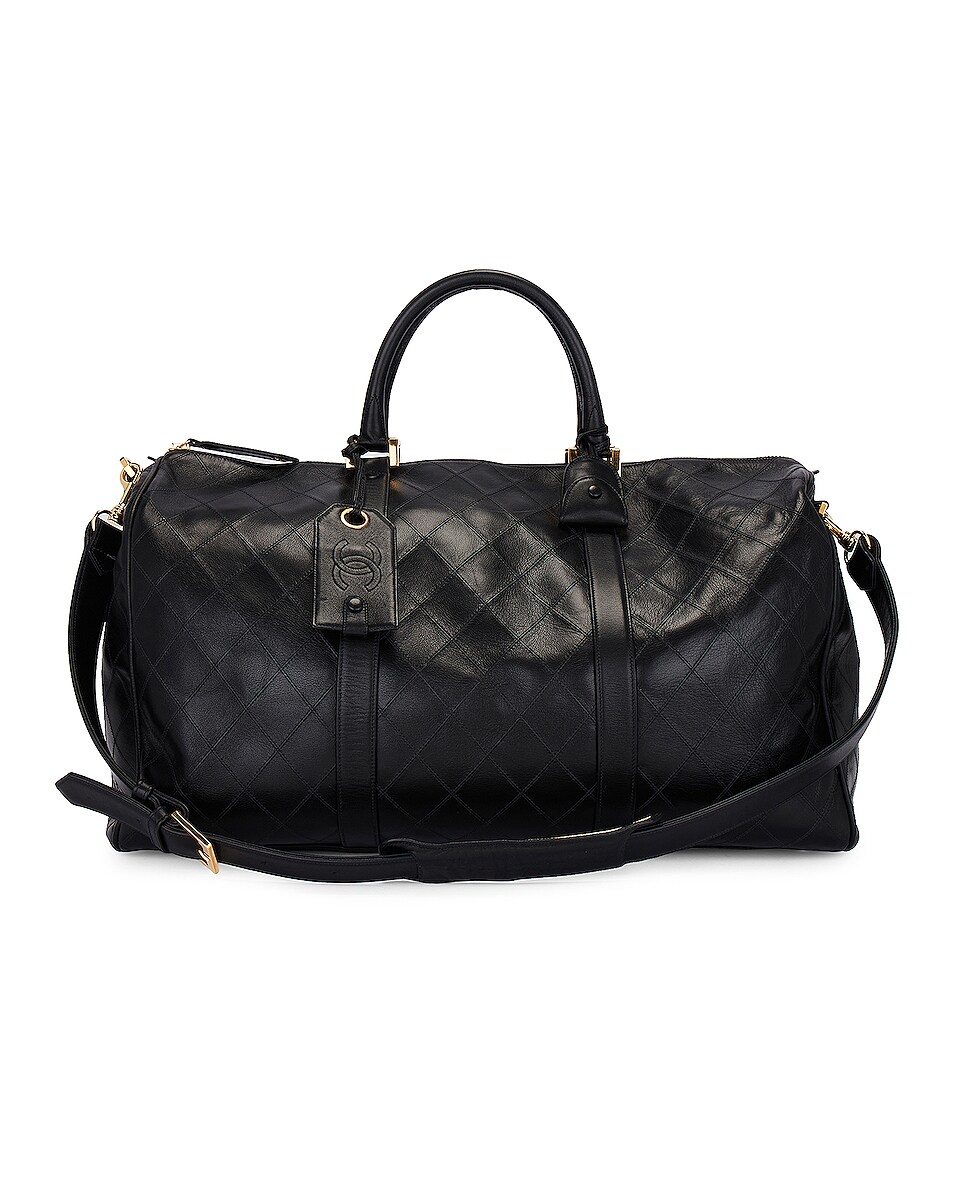 Image 1 of FWRD Renew Chanel Quilted Lambskin Boston Bag in Black