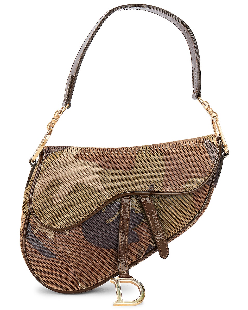 Image 1 of FWRD Renew Dior Camouflage Canvas Saddle Bag in Army