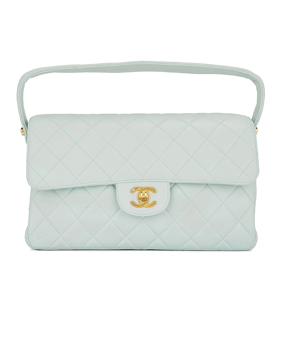 Image 1 of FWRD Renew Chanel Coco Mark Quilted Lambskin Doubleflap Handbag in Mint