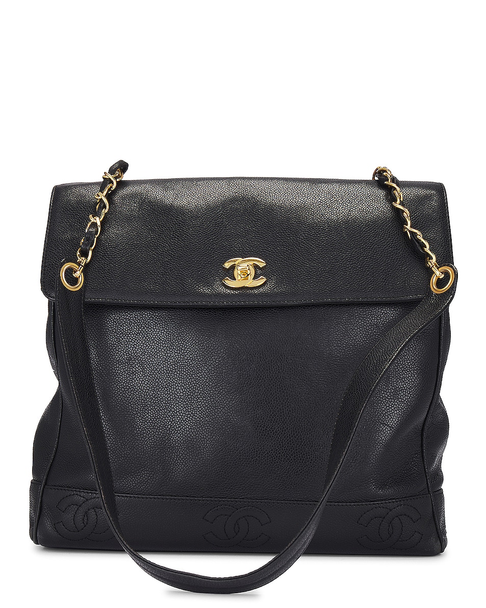 Image 1 of FWRD Renew Chanel Caviar Chain Shoulder Bag in Black