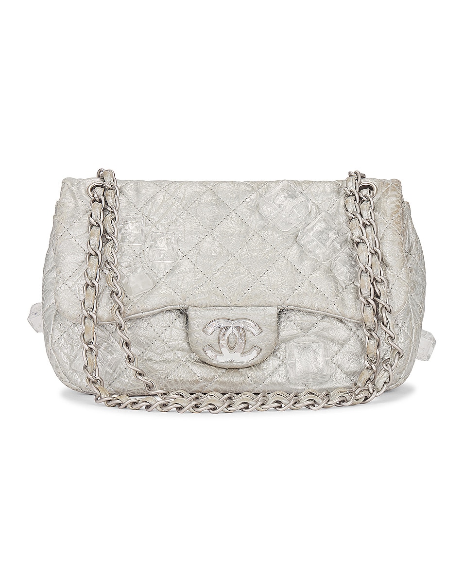 Image 1 of FWRD Renew Chanel Lambskin Icy Cool Flap Bag in Silver