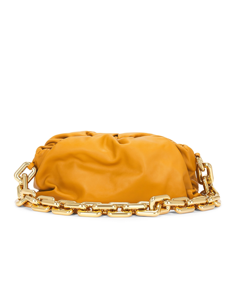 Image 1 of FWRD Renew Bottega Veneta The Pouch Chain Bag in Ocra & Gold