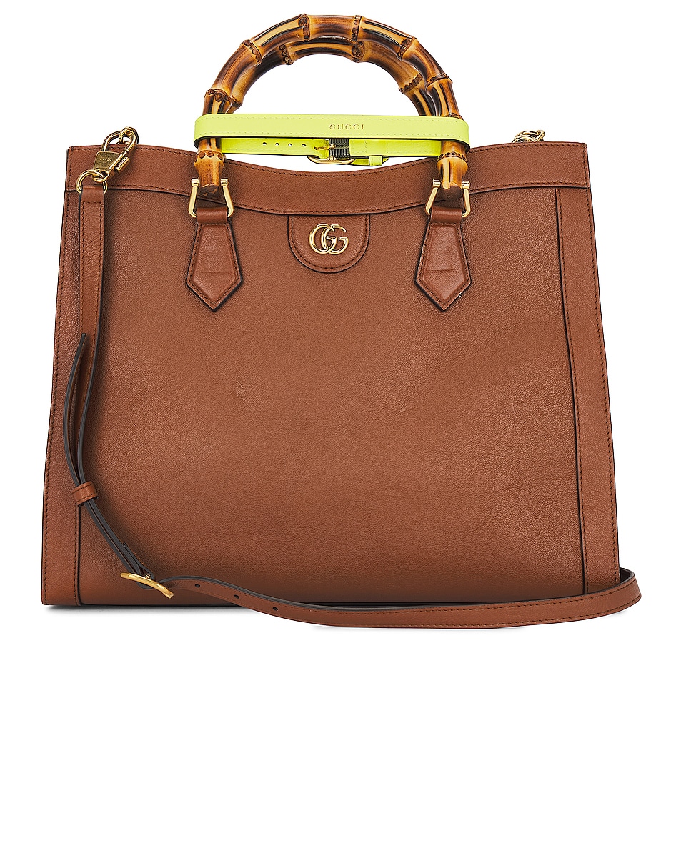 Image 1 of FWRD Renew Gucci Diana Bamboo Leather Handbag in Brown