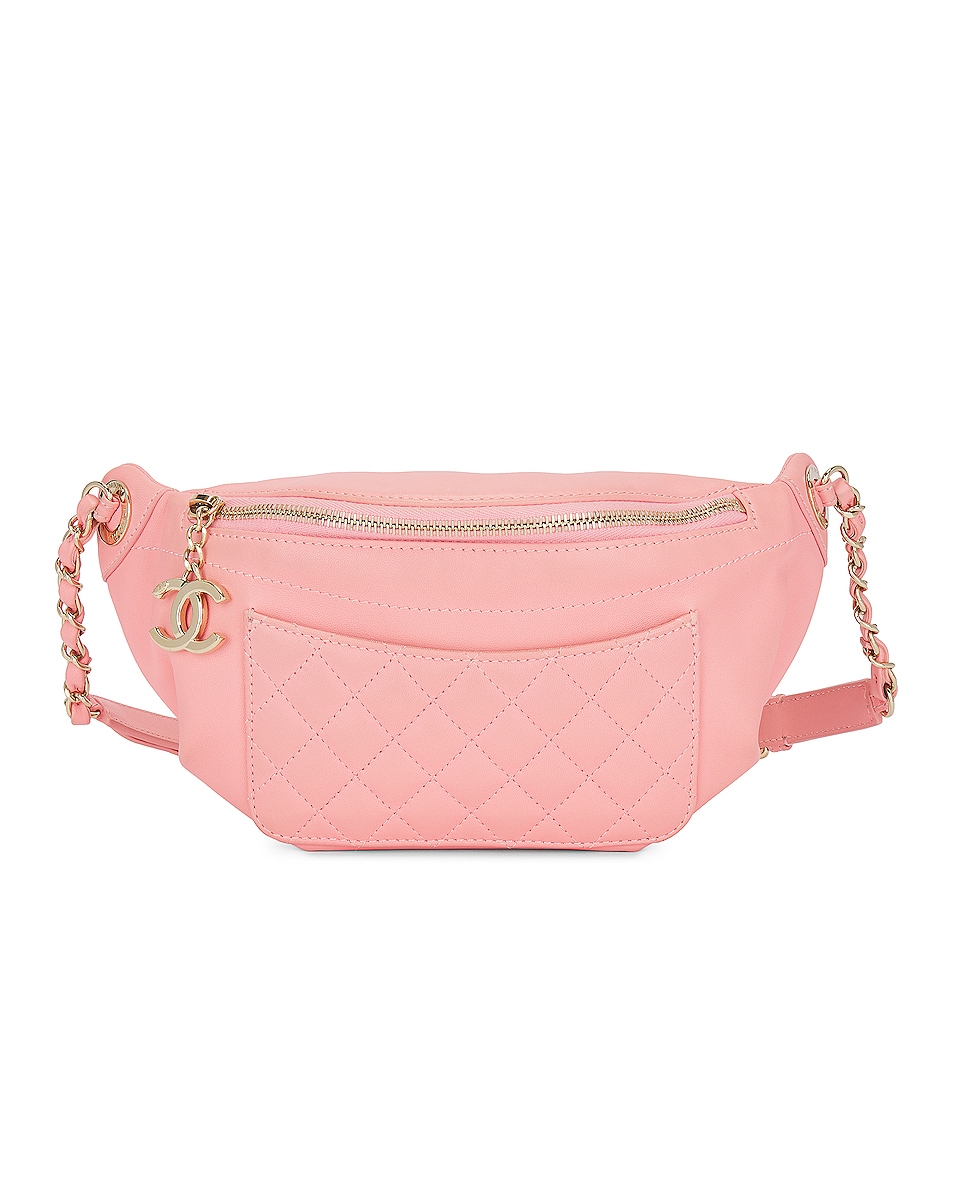 Image 1 of FWRD Renew Chanel Bi Classic Quilted Lambskin Waist Bag in Pink