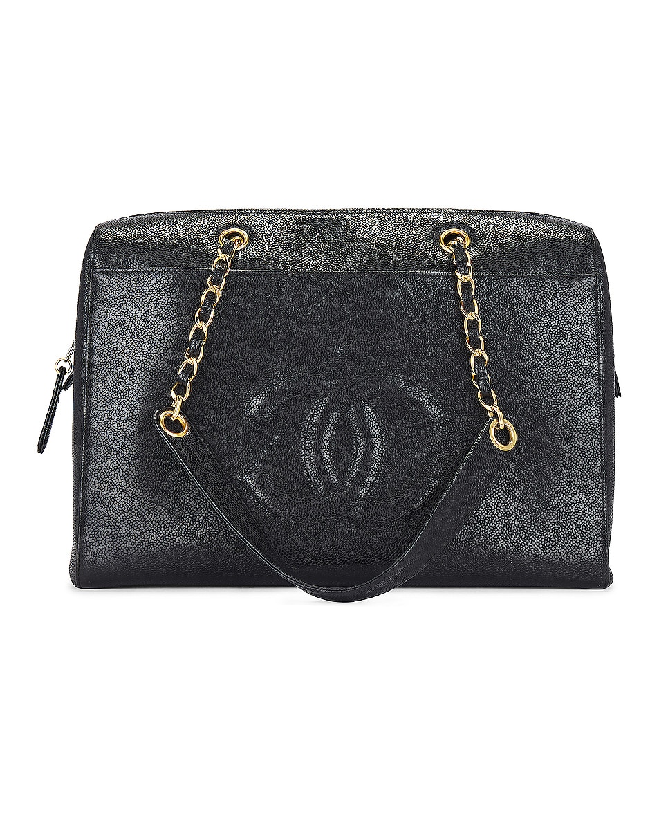Image 1 of FWRD Renew Chanel Coco Mark Caviar Chain Tote Bag in Black