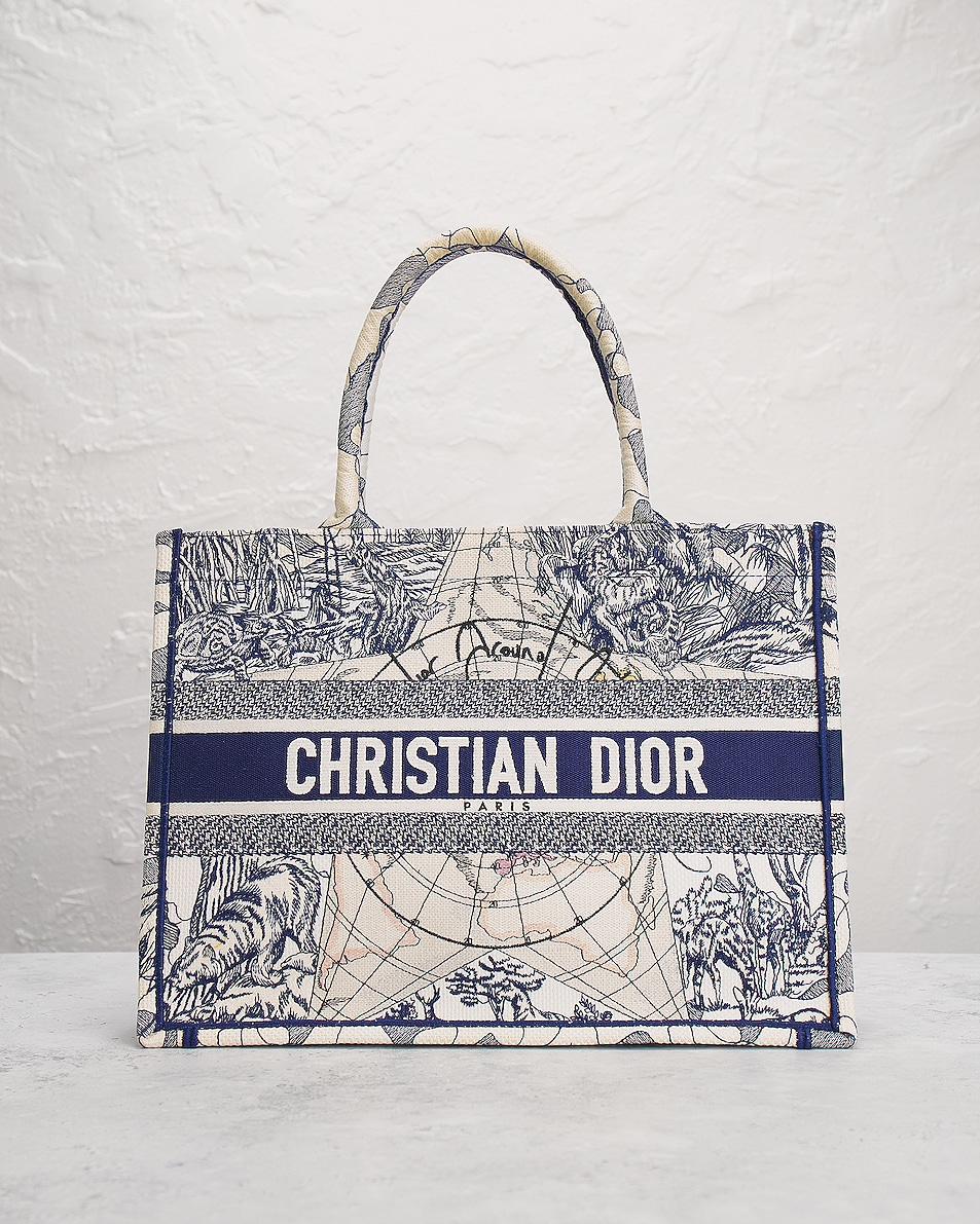 Image 2 of FWRD Renew Dior Around The World Book Tote Bag in Blue