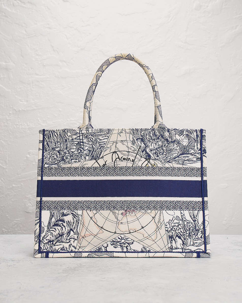 Image 3 of FWRD Renew Dior Around The World Book Tote Bag in Blue