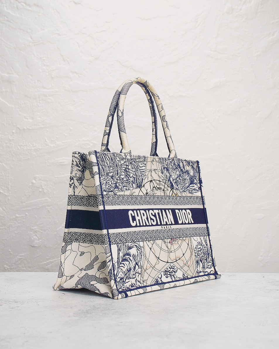 Image 4 of FWRD Renew Dior Around The World Book Tote Bag in Blue