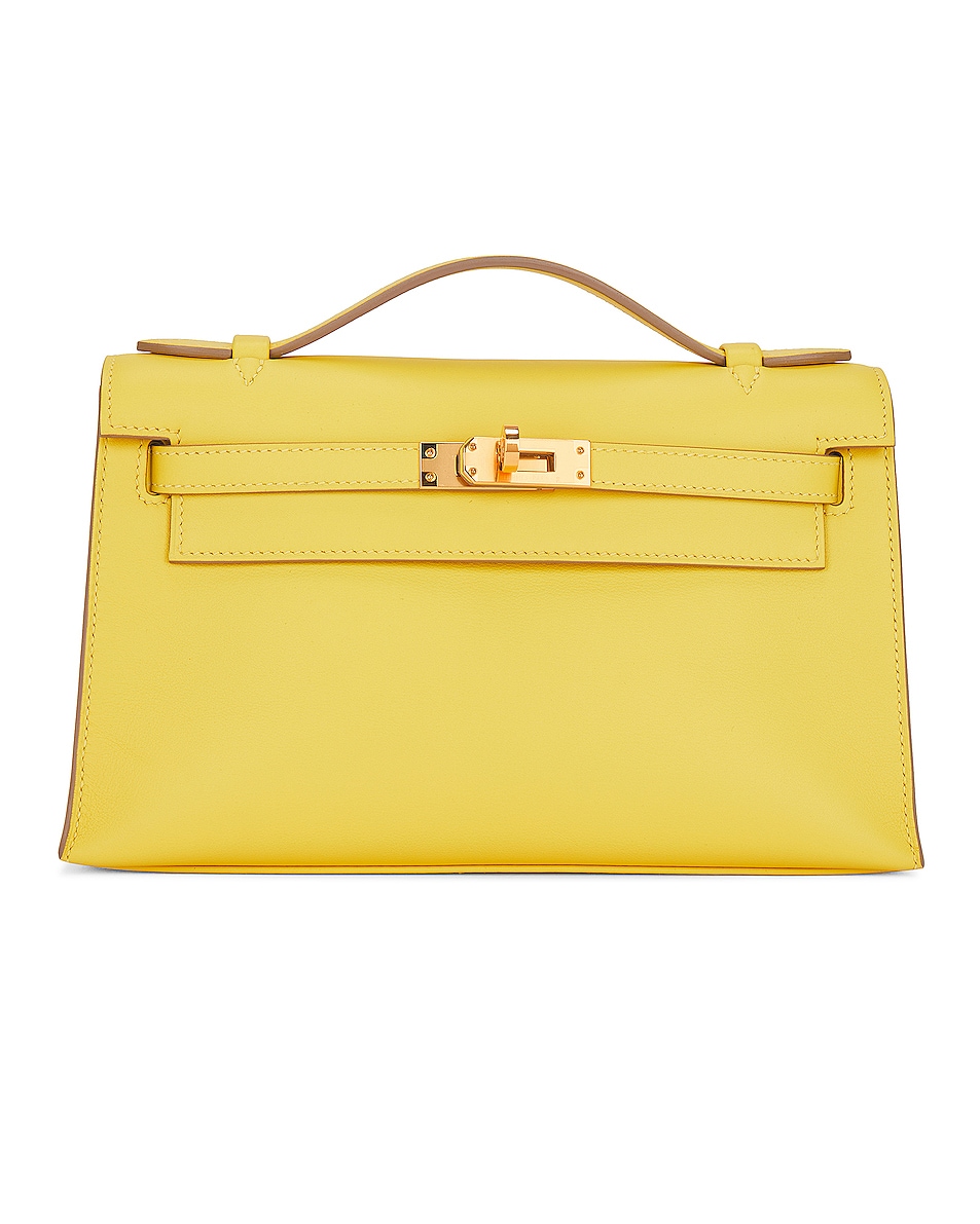 Image 1 of FWRD Renew Hermes Calfskin Kelly Pochette Handbag in Yellow