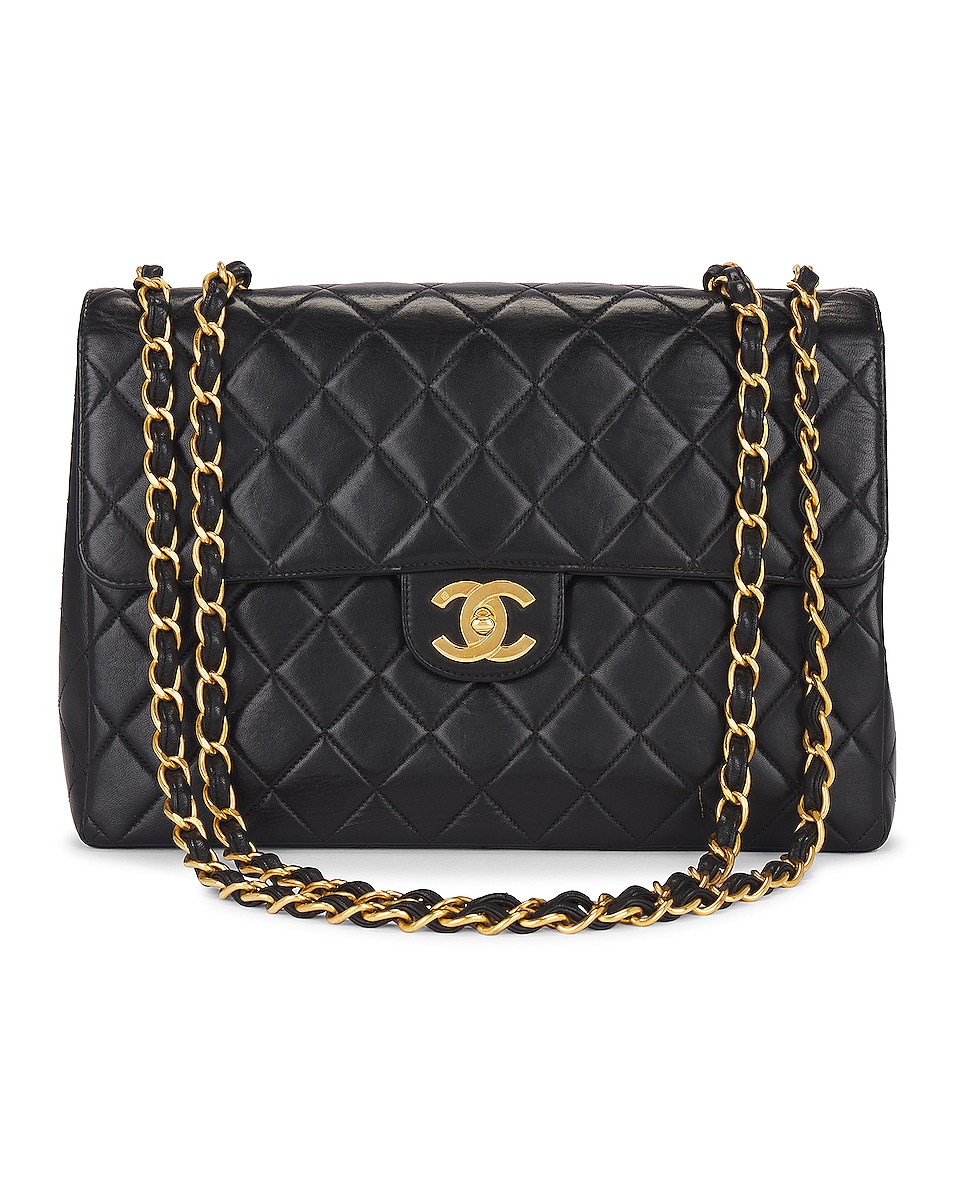 Image 1 of FWRD Renew Chanel Quilted Lambskin Chain Shoulder Bag in Black