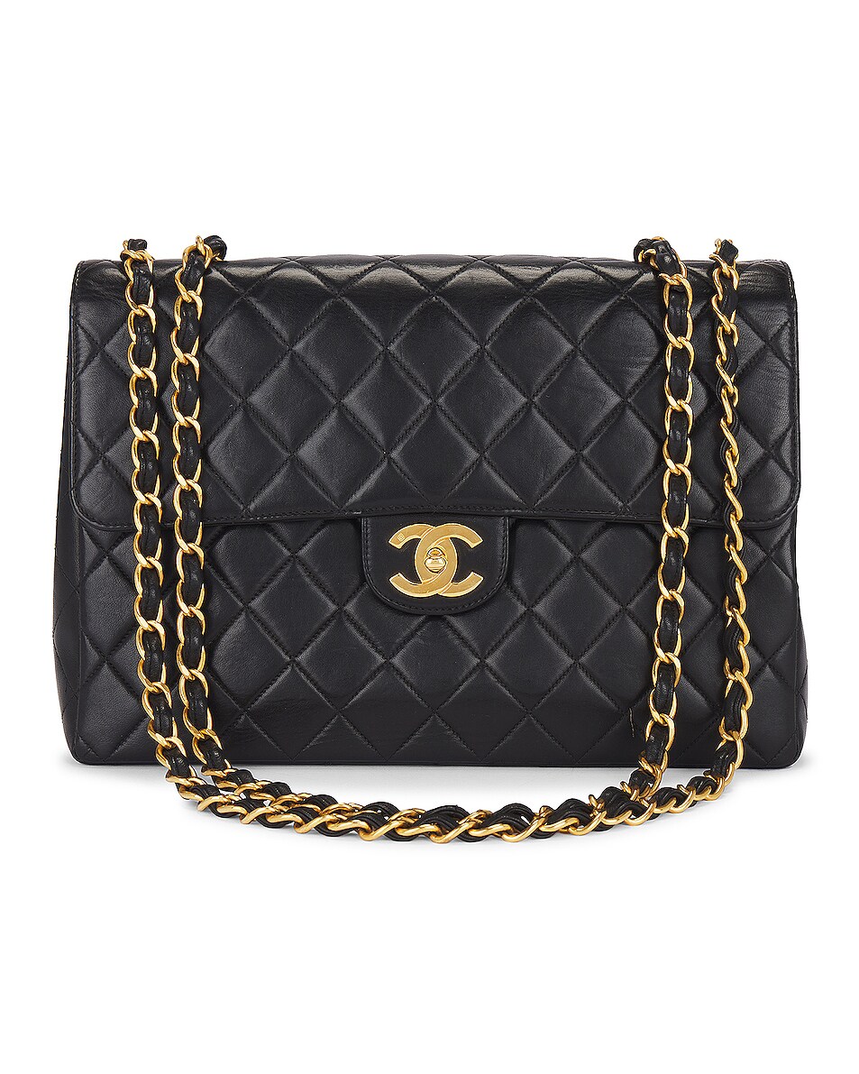 FWRD Renew Chanel Quilted Lambskin Chain Shoulder Bag in Black FWRD