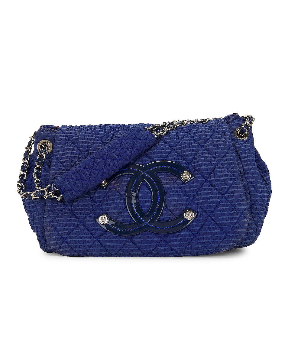 Image 1 of FWRD Renew Chanel Quilted Nylon Flap Shoulder Bag in Blue