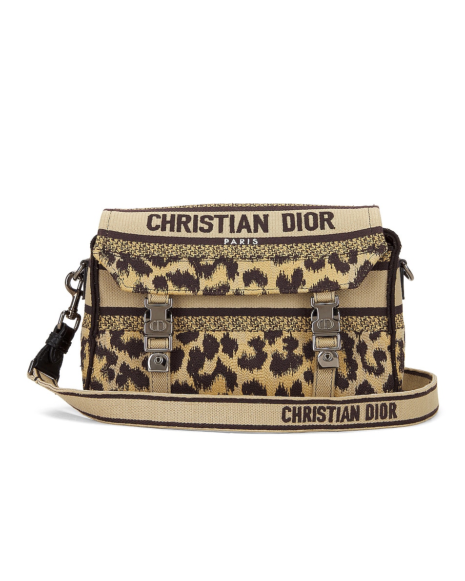 Image 1 of FWRD Renew Dior Camp Messenger Shoulder Bag in Leopard