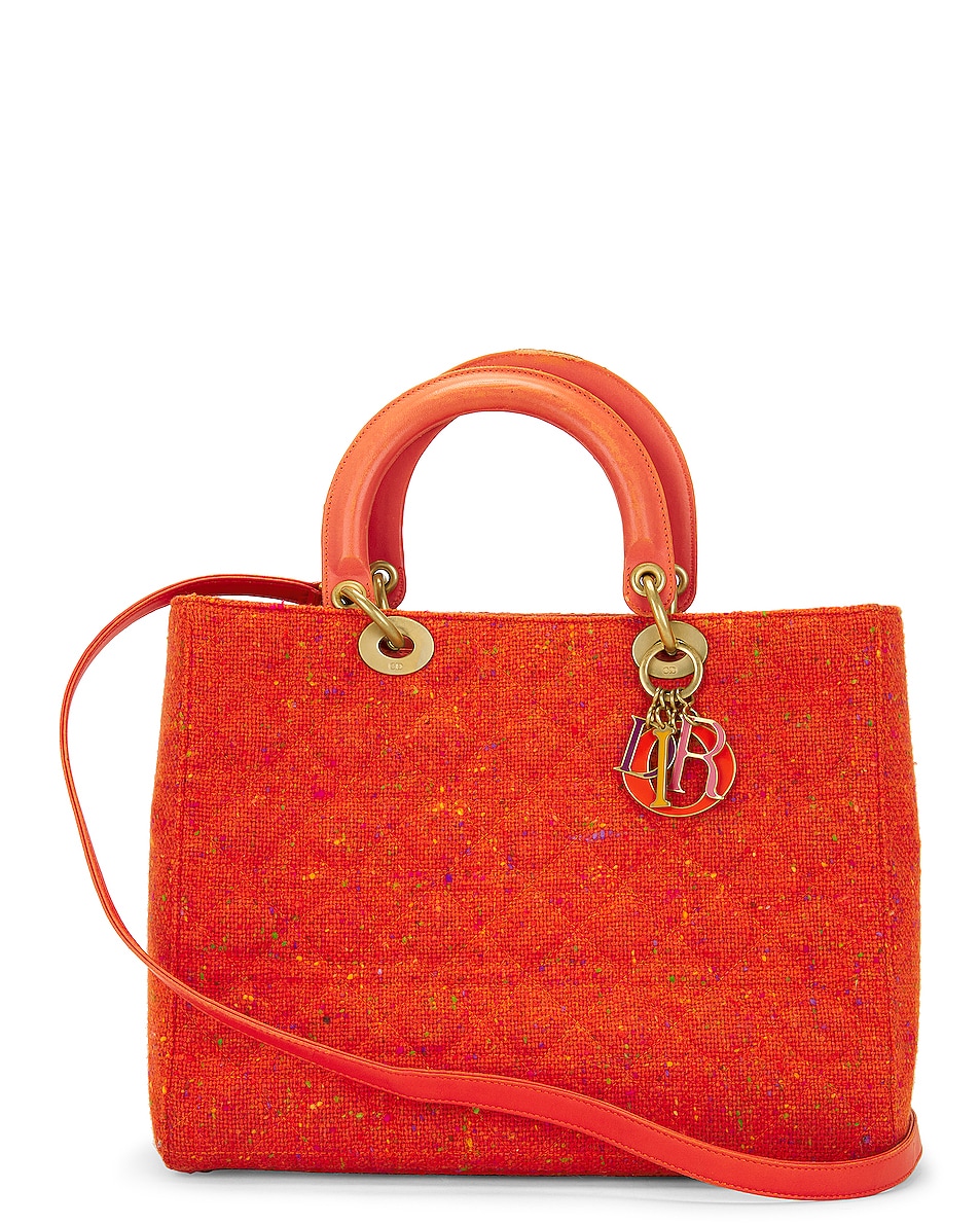 Image 1 of FWRD Renew Dior Wool Cannage Lady Handbag in Orange