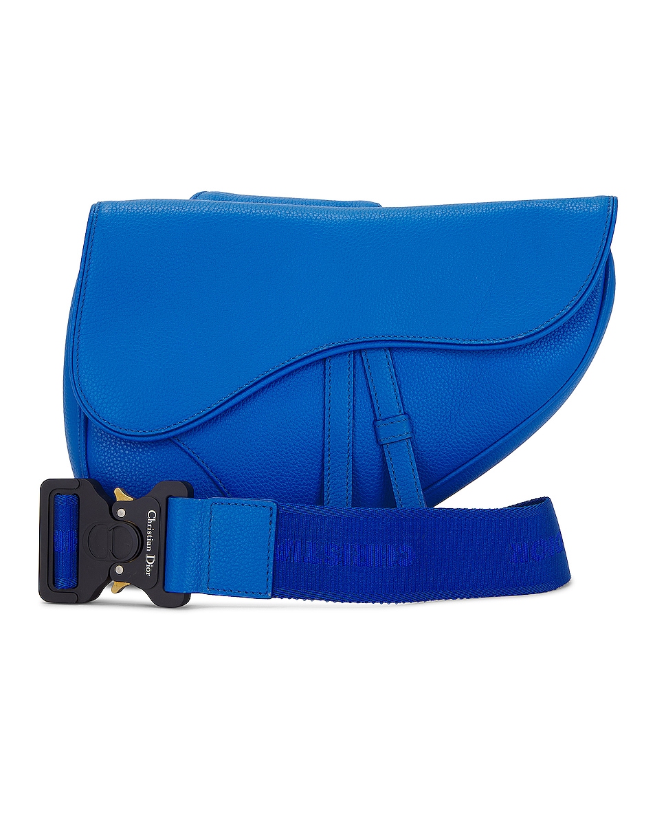 Image 1 of FWRD Renew Dior Calfskin Leather Saddle Shoulder Bag in Blue