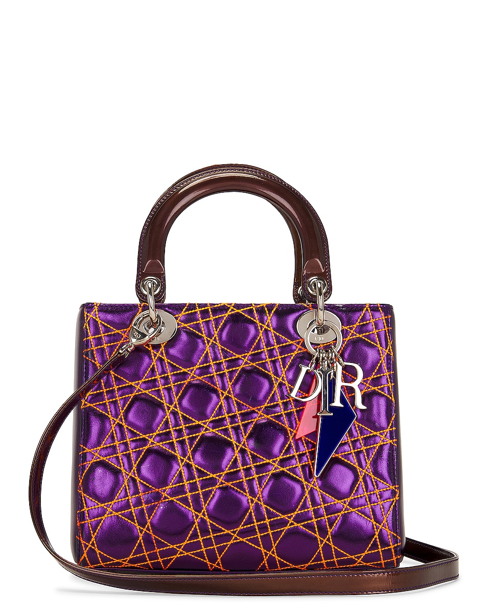 Image 1 of FWRD Renew Dior Lady Lambskin Handbag in Purple