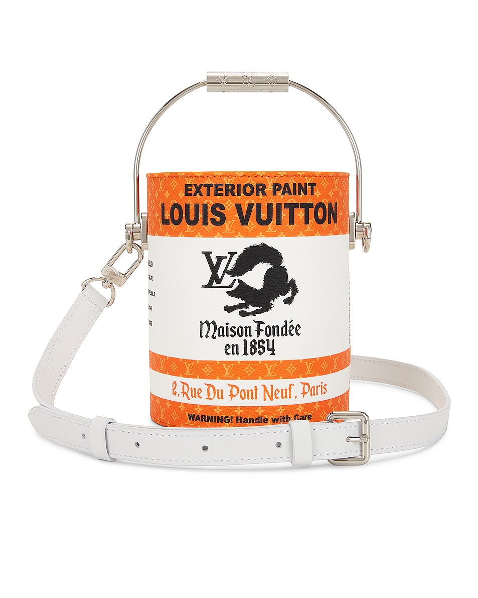 Image 1 of FWRD Renew Louis Vuitton Leather Paint Can Bag in Orange