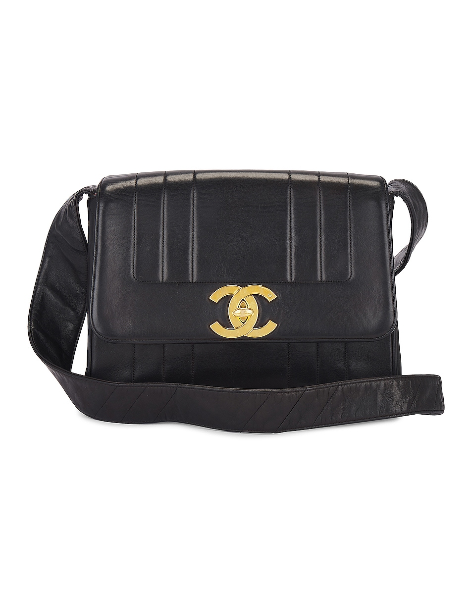 Image 1 of FWRD Renew Chanel Lambskin Turnlock Shoulder Bag in Black