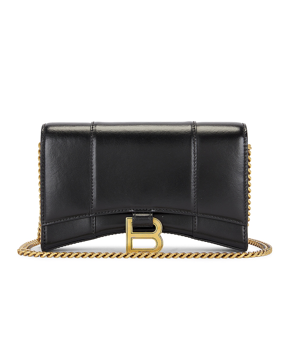 Image 1 of FWRD Renew Balenciaga Hourglass Wallet On Chain Bag in Black