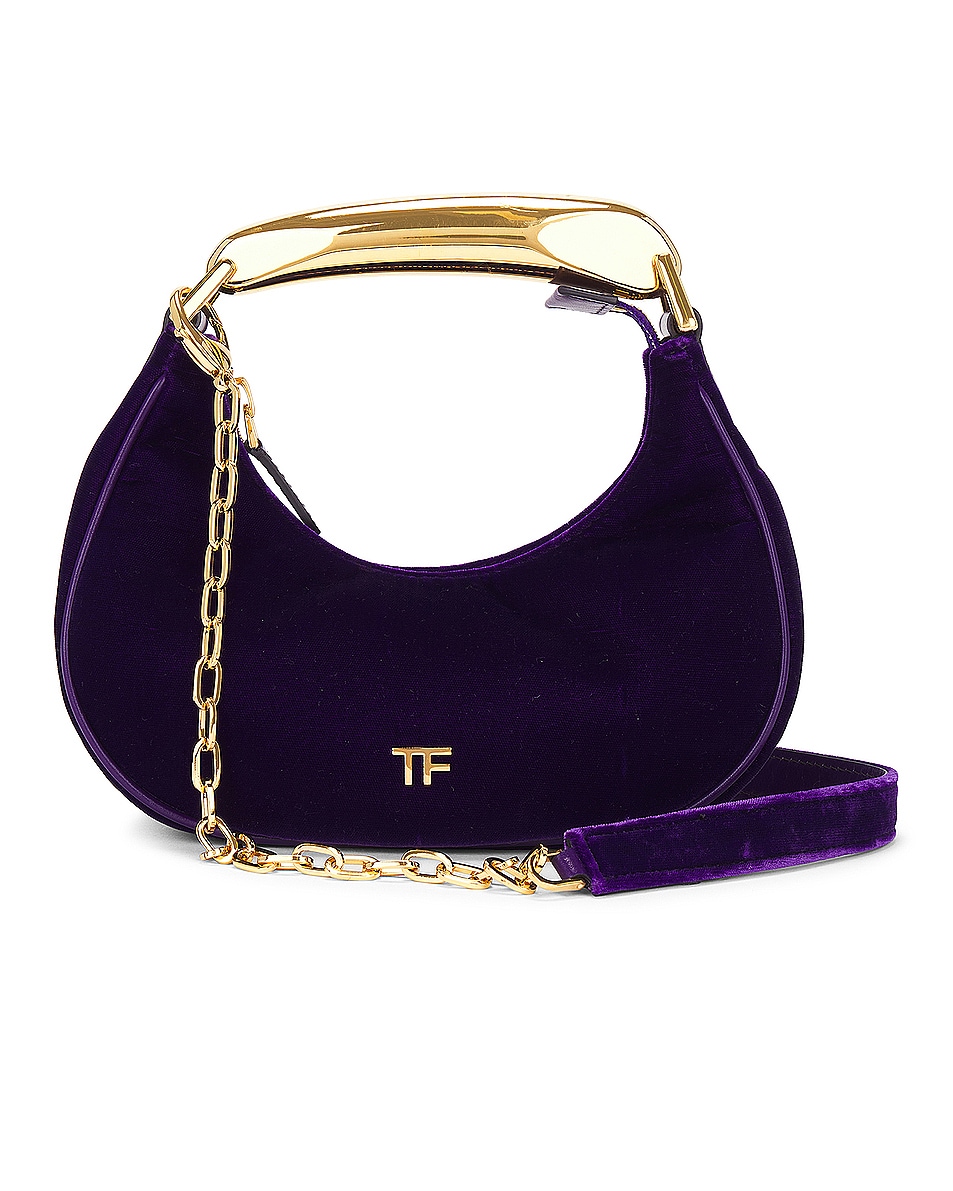 Image 1 of FWRD Renew TOM FORD Bianca Velvet Mini Hobo Bag in Violet