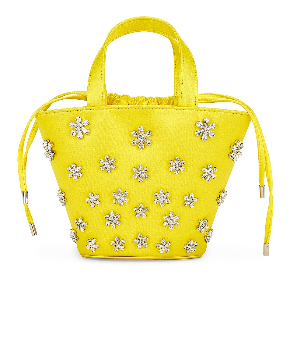 Image 1 of FWRD Renew AMINA MUADDI Lily Satin Bucket Bag in Yellow