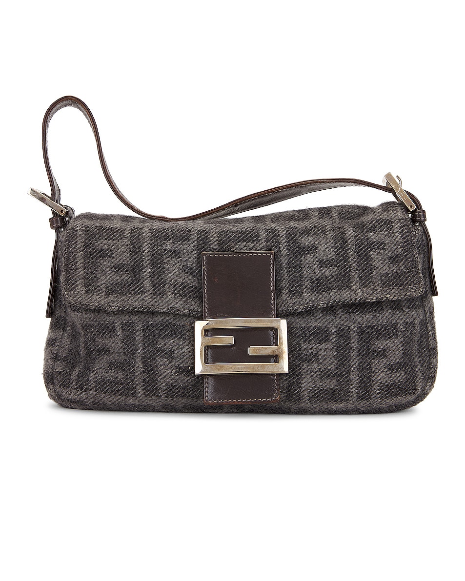 Image 1 of FWRD Renew Fendi Wool Mama Baguette Shoulder Bag in Grey