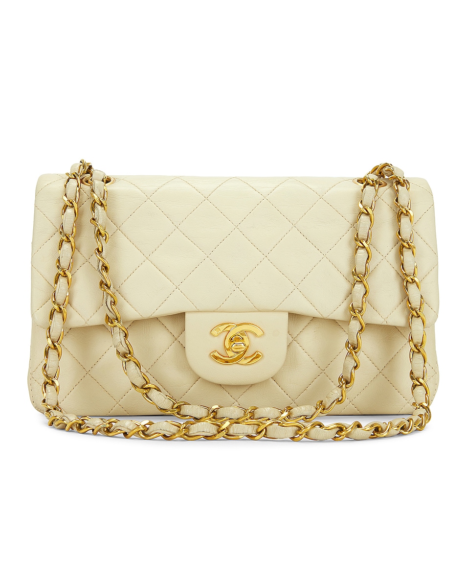 Image 1 of FWRD Renew Chanel Quilted Lambskin Flap Chain Shoulder Bag in Ivory