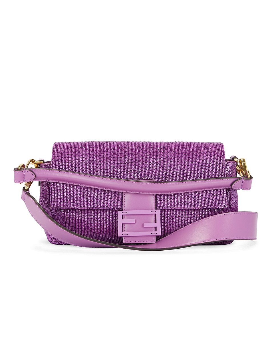 Image 1 of FWRD Renew Fendi Beaded Mama Baguette Shoulder Bag in Purple
