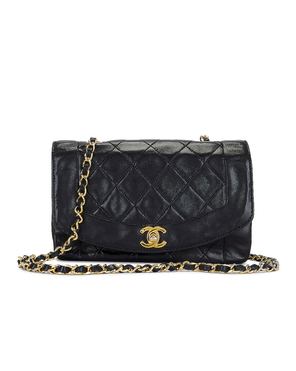 Image 1 of FWRD Renew Chanel Quilted Diana Chain Shoulder Bag in Black