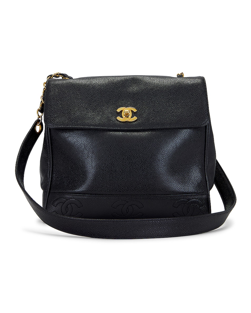 Image 1 of FWRD Renew Chanel Triple Coco Caviar Backpack in Black