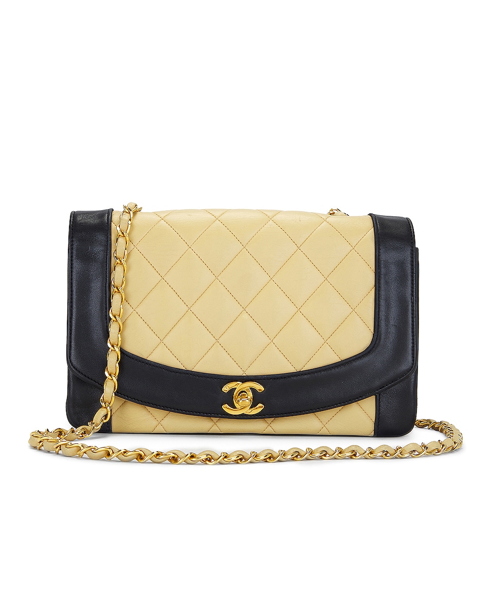 Image 1 of FWRD Renew Chanel Diana Bicolor Lambskin Quilted Shoulder Bag in Beige