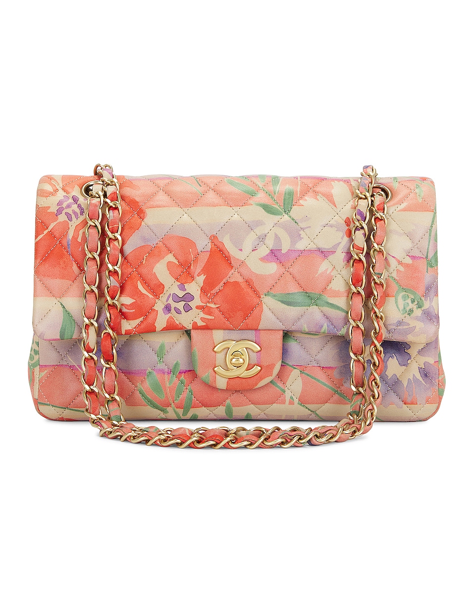 Image 1 of FWRD Renew Chanel Quilted Flower Print Chain Flap Shoulder Bag in Multi