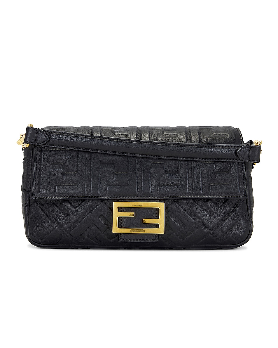 Image 1 of FWRD Renew Fendi Zucca Mama Baguette Shoulder Bag in Black