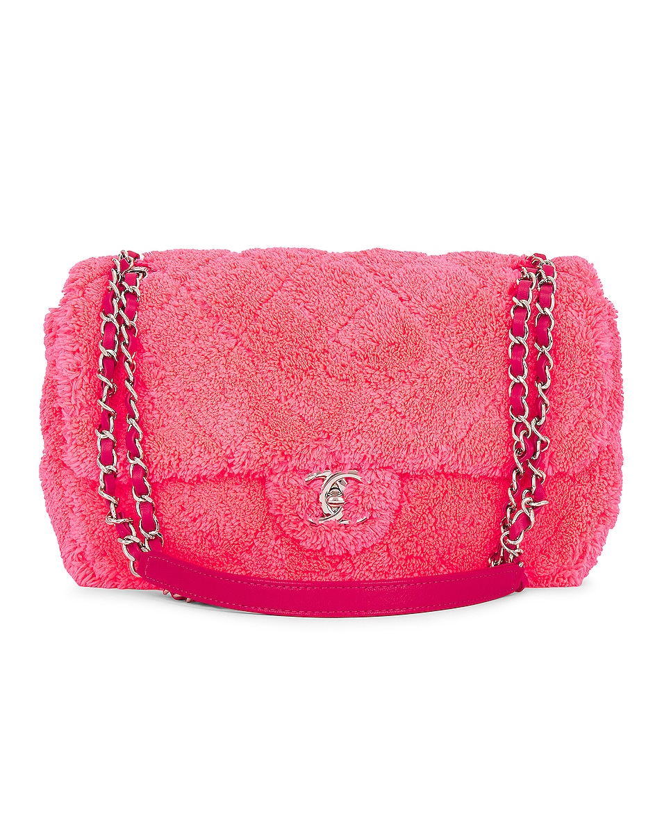 Image 1 of FWRD Renew Chanel Quilted Terry Chain Shoulder Bag in Fuchsia