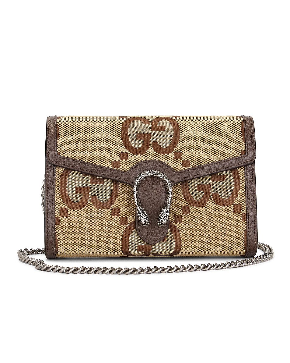 Image 1 of FWRD Renew Gucci Jumbo GG Dionysus Chain Shoulder Bag in Brown