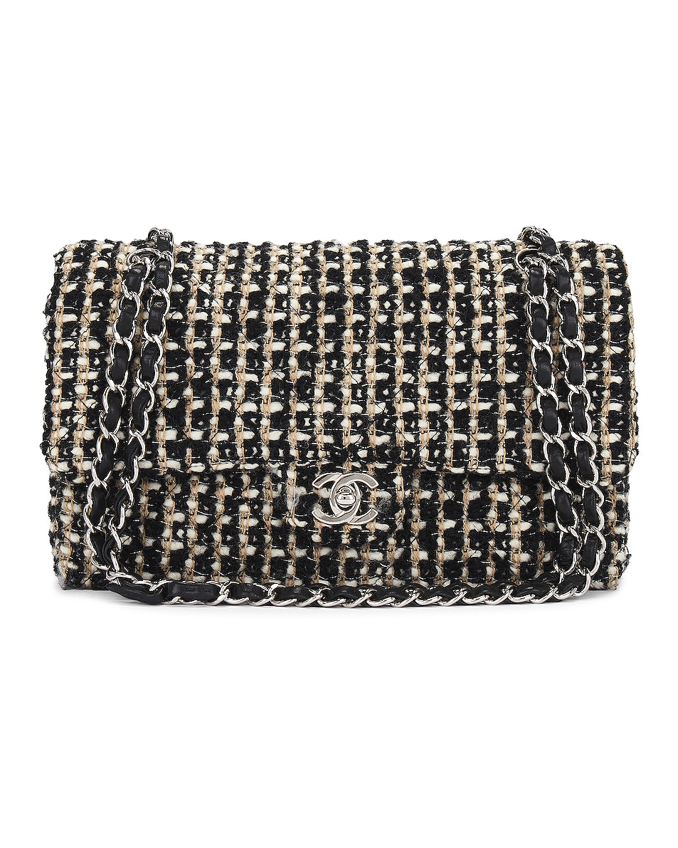 Image 1 of FWRD Renew Chanel Tweed Turnlock Chain Shoulder Bag in Black