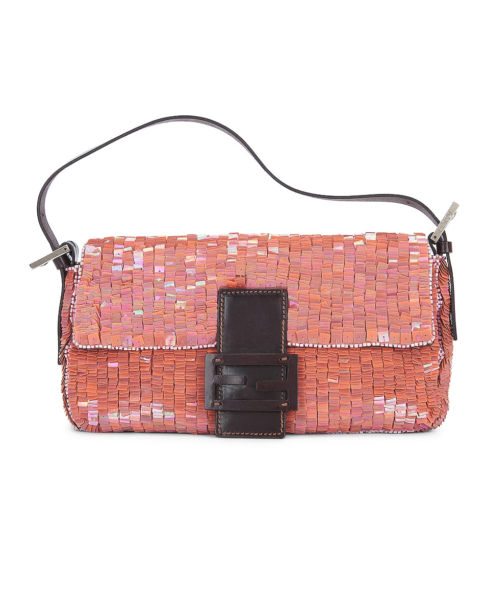 Image 1 of FWRD Renew Fendi Sequin Baguette Shoulder Bag in Pink