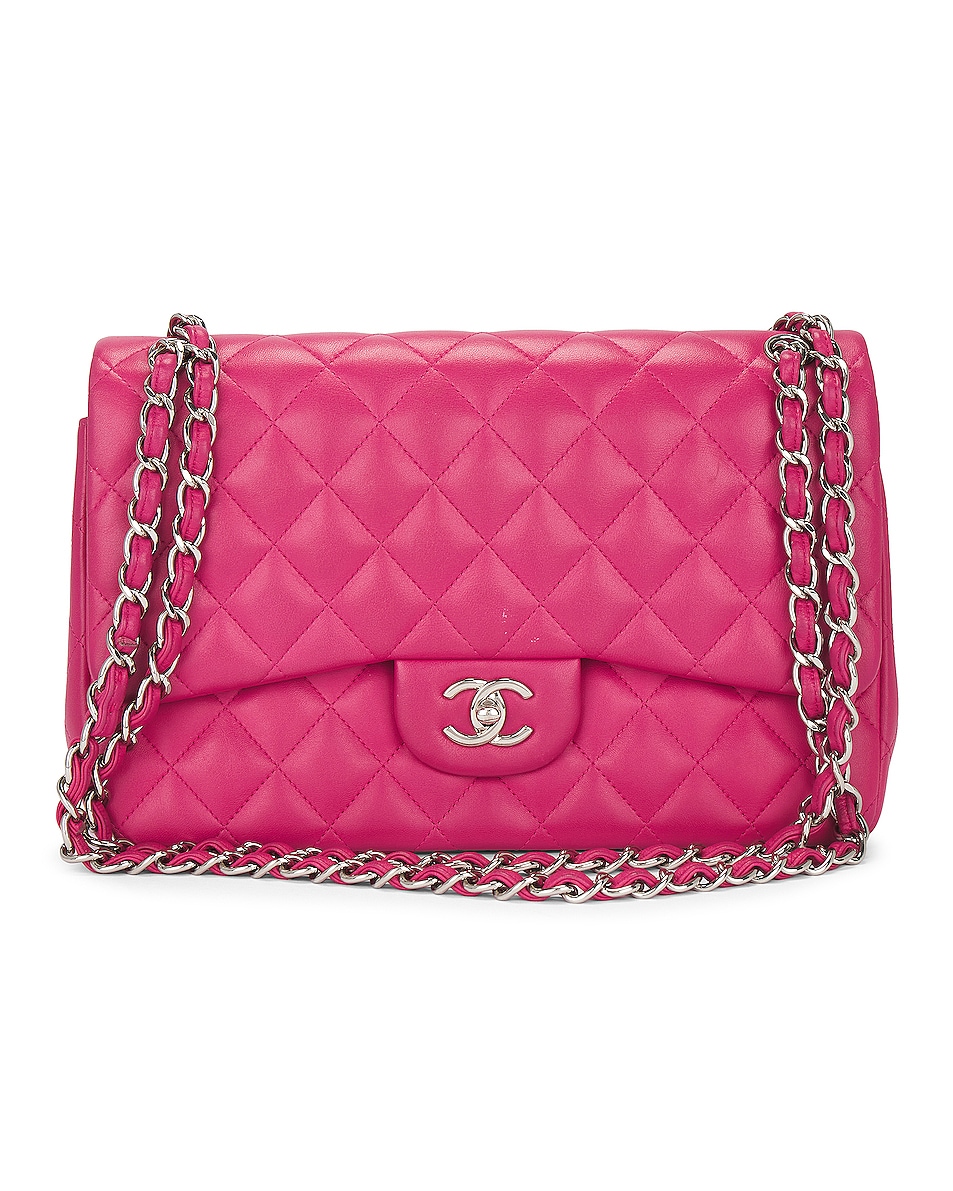 Image 1 of FWRD Renew Chanel Deca Quilted 30 Lambskin Flap Chain Shoulder Bag in Pink