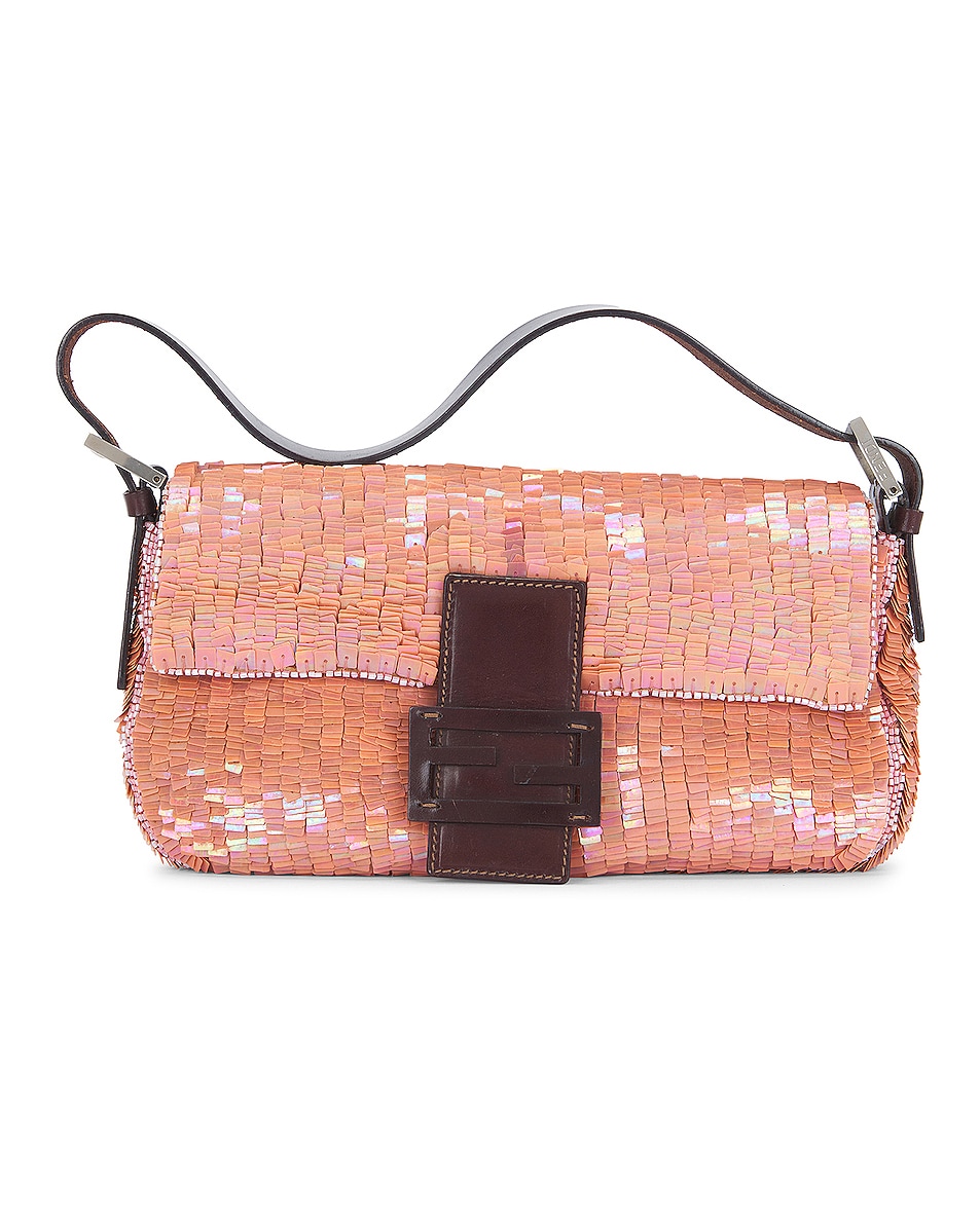 Image 1 of FWRD Renew Fendi Sequin Baguette Shoulder Bag in Pink