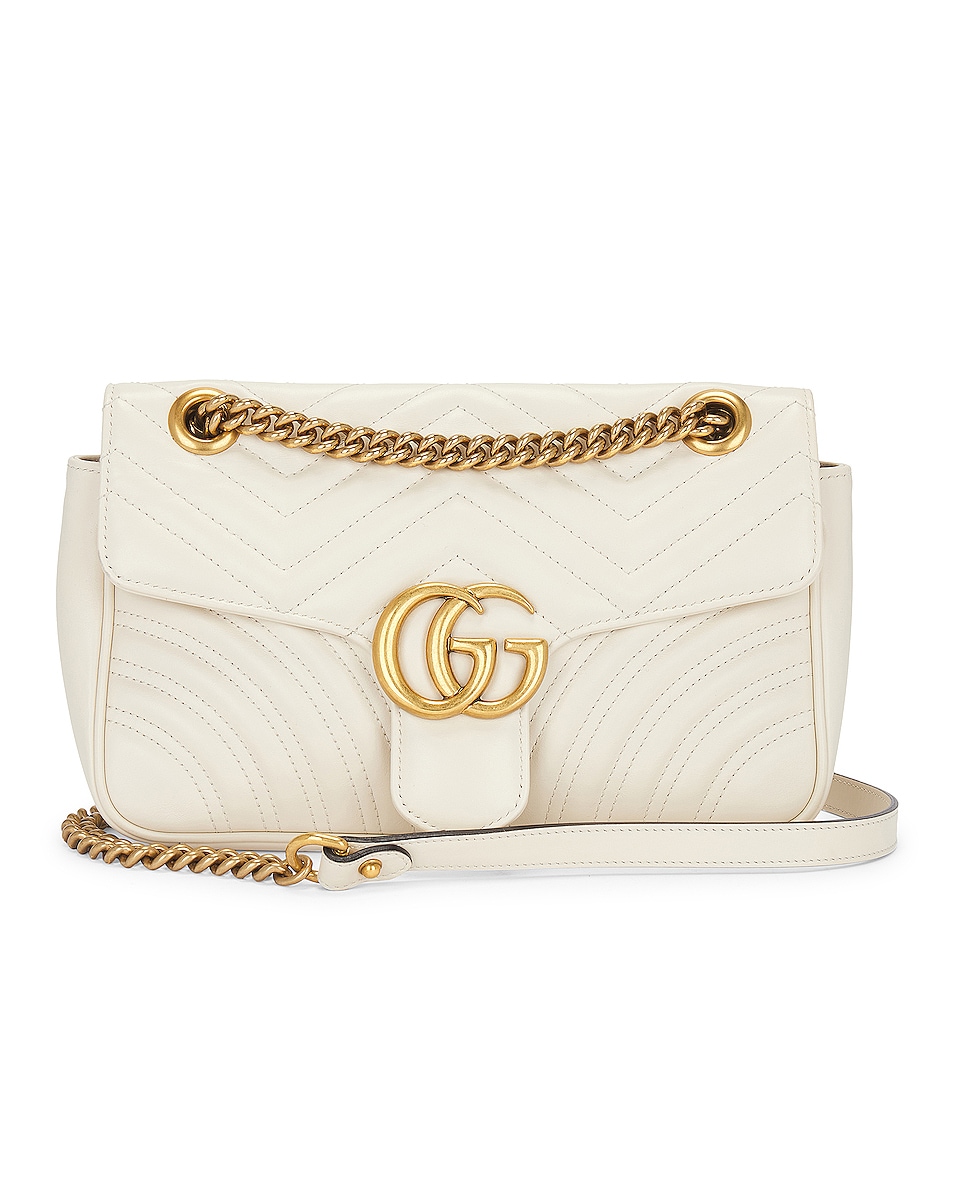 Image 1 of FWRD Renew Gucci GG Marmont Chain Shoulder Bag in Ivory