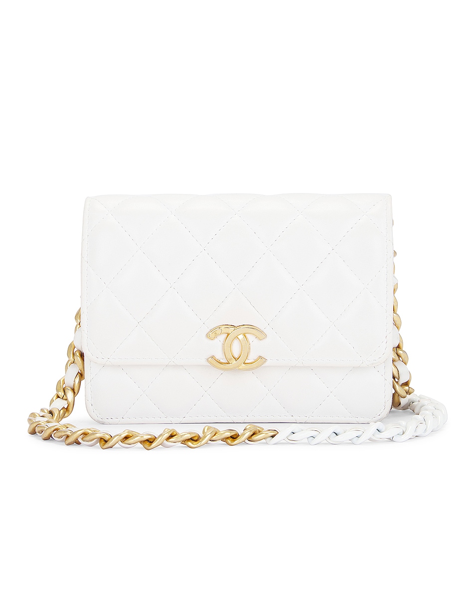 Image 1 of FWRD Renew Chanel Quilted Lambskin Wallet On Chain Bag in White